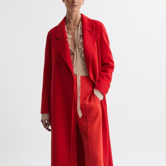 Reiss Emile Coral Wool Belted Coat | NWT | Size 8 US - Picture 4 of 7